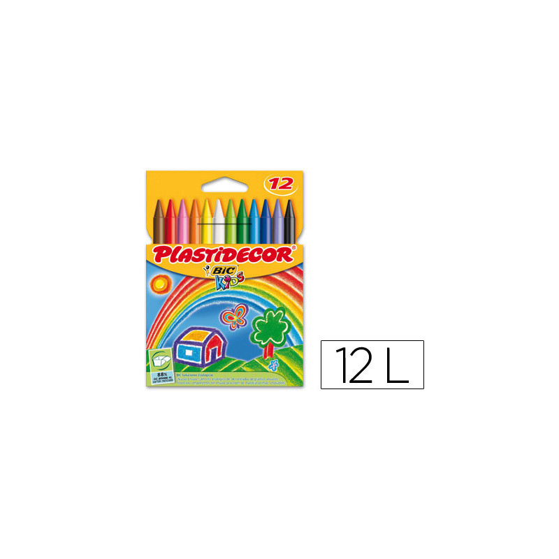 Lápices de cera Plastidecor, caja de 12 colores
