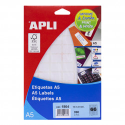 Etiquetas Adhesivas APLI A5 Blancas  16x22 et/hoja 66