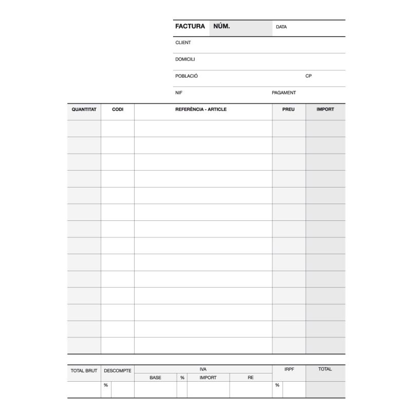 Talonario Facturas Apli 145x210mm Catalán 50/50 hojas