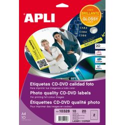 Etiquetas APLI CD-DVD 117mm