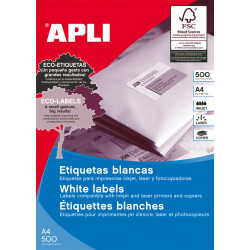 Etiquetas Adhesivas APLI A4 Blancas 500h  105x74 et/hoja 8