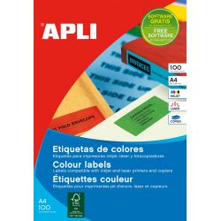 Etiquetas Adhesivas APLI A4 Colores 100h  105x37 et/hoja 16 Rojo