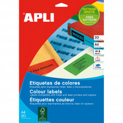 Etiquetas Adhesivas APLI A4 colores 20h  70x37 et/hoja 24 Azul